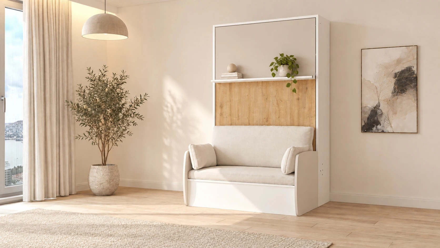 Vertical wall bed with sofa — Helyum