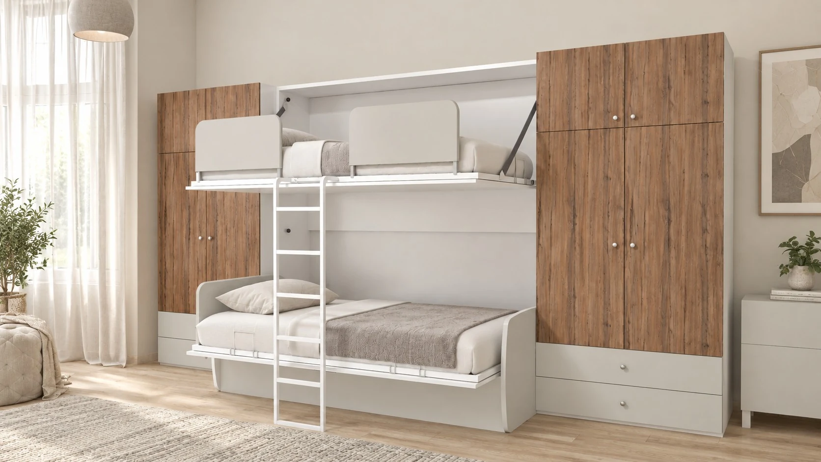 Folding bunk bed with sofa — Radon · open